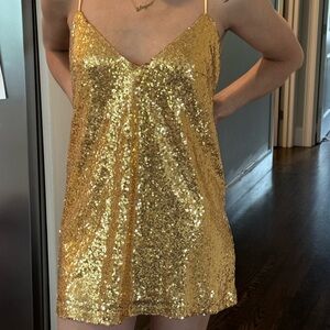 Showpo Gold Sequin Mini Dress – Sparkling Party Look